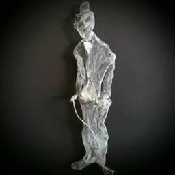 Charlie Chaplin Metal Wire Mesh Figurine Living Room Decor Ooak - thumbnail 4