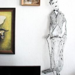 Charlie Chaplin Metal Wire Mesh Figurine Living Room Decor Ooak - thumbnail 2