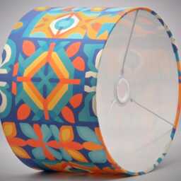 Blue Orange Geometric Pattern Lampshade Table Floor Lamp/Ceiling Pendant Small Medium Large 15cm 20cm 25cm 30cm 35cm 40cm Drum Light Shade - thumbnail 3