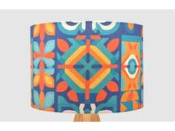 Blue Orange Geometric Pattern Lampshade Table Floor Lamp/Ceiling Pendant Small Medium Large 15cm 20cm 25cm 30cm 35cm 40cm Drum Light Shade - thumbnail 1