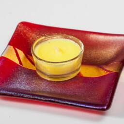 Fused Glass Dish, Soap Serving Hostess Gift, Holiday Candle Holder, Votive - thumbnail 3