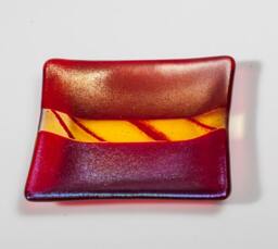 Fused Glass Dish, Soap Serving Hostess Gift, Holiday Candle Holder, Votive