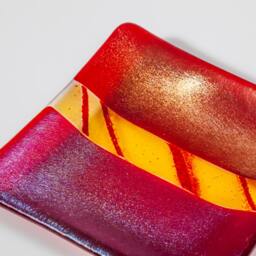 Fused Glass Dish, Soap Serving Hostess Gift, Holiday Candle Holder, Votive - thumbnail 4