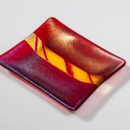 Fused Glass Dish, Soap Serving Hostess Gift, Holiday Candle Holder, Votive - thumbnail 2