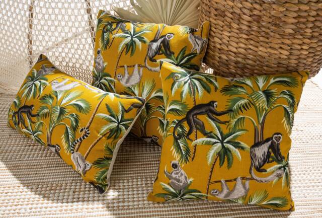 Sloth Pillow Cover, Yellow Cushion Mustard Pillow, Cushion, Monkey Jungle Case, Decor, Gift Set - image 1