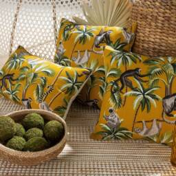 Sloth Pillow Cover, Yellow Cushion Mustard Pillow, Cushion, Monkey Jungle Case, Decor, Gift Set - thumbnail 3
