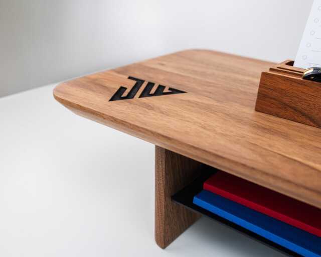 Personalized Desk Shelf, Wood Monitor Stand, Storage Organization, Walnut Office Accessories, Engraved Desktop Riser - image 1