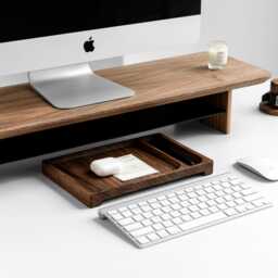 Personalized Desk Shelf, Wood Monitor Stand, Storage Organization, Walnut Office Accessories, Engraved Desktop Riser - thumbnail 4