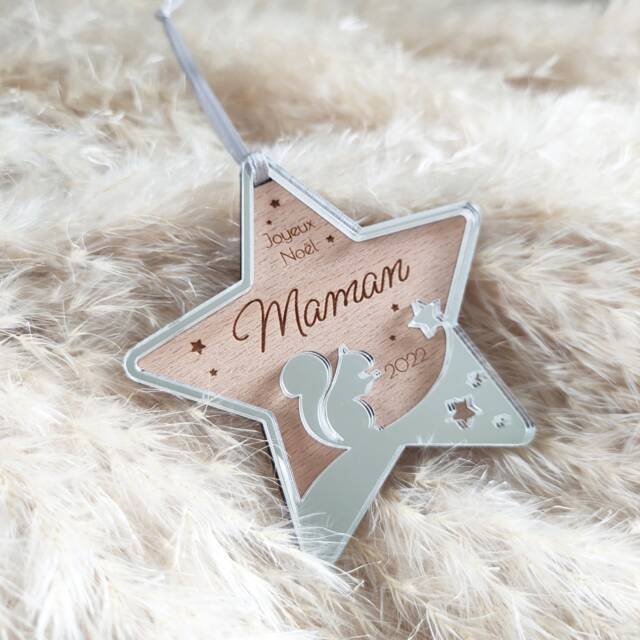 Personalized Christmas Bauble - Squirrel Star Baby's First - Personalized Ornament, Decoration - image 1