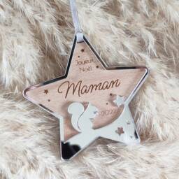 Personalized Christmas Bauble - Squirrel Star Baby's First - Personalized Ornament, Decoration - thumbnail 2