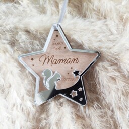 Personalized Christmas Bauble - Squirrel Star Baby's First - Personalized Ornament, Decoration - thumbnail 3