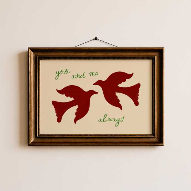 You & Me Always Wall Art Print, Above Bed Poster, Hand Drawn Whimsical Love Quote, Boho Minimalist Home Decor, Bedroom - image 1