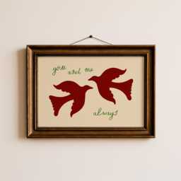 You & Me Always Wall Art Print, Above Bed Poster, Hand Drawn Whimsical Love Quote, Boho Minimalist Home Decor, Bedroom - thumbnail 1