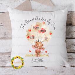Personalised Family Tree Cushion, Bear Gift For The Home, Mum, Our Gift, Grandparent From Grandkids - thumbnail 3