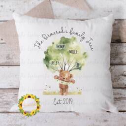 Personalised Family Tree Cushion, Bear Gift For The Home, Mum, Our Gift, Grandparent From Grandkids - thumbnail 1