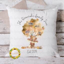 Personalised Family Tree Cushion, Bear Gift For The Home, Mum, Our Gift, Grandparent From Grandkids - thumbnail 2