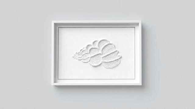 Textured Wentletrap Shell Minimalist String White Wall Art - Nautical Gifts Modern Organic Seashell - image 1