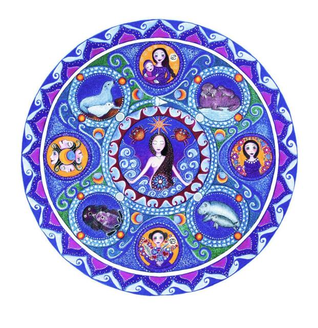Cancer Astrology Mandala Art Print - Zodiac Healing Meditation Wall Decor July Birthday Gift - image 1