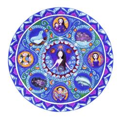 Cancer Astrology Mandala Art Print - Zodiac Healing Meditation Wall Decor July Birthday Gift - thumbnail 1