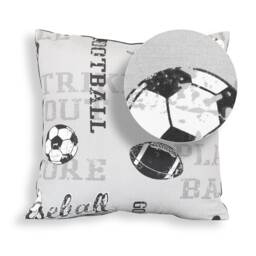 Sports, Soccer, Baseball, Football Reversible Pillow Cover in Neutral Shades Of Gray - Modern, Nostalgic, Retro Kid's Sports D??cor - thumbnail 2
