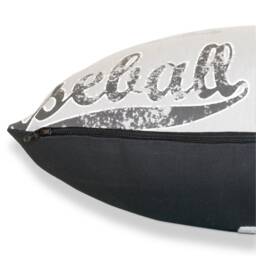 Sports, Soccer, Baseball, Football Reversible Pillow Cover in Neutral Shades Of Gray - Modern, Nostalgic, Retro Kid's Sports D??cor - thumbnail 3
