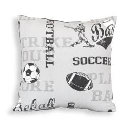 Sports, Soccer, Baseball, Football Reversible Pillow Cover in Neutral Shades Of Gray - Modern, Nostalgic, Retro Kid's Sports D??cor - thumbnail 1