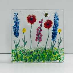 Wild Meadow Glass Tealight - Colourful Floral Design