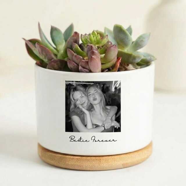 Personalized Photo Planter Pot, Custom Picture Plant Best Friend Gift, Bestie Forever Friendship - image 1