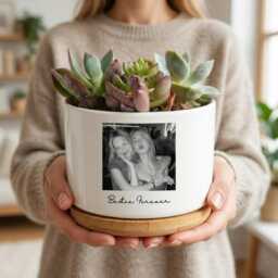 Personalized Photo Planter Pot, Custom Picture Plant Best Friend Gift, Bestie Forever Friendship - thumbnail 2