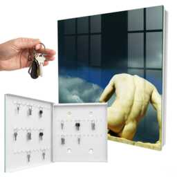 Classic Elegance Wall Mounted Key Cabinet, Yellow Industrial Box, Art, For Lovers Of Forms - thumbnail 2