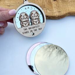 Two Rabbit Memorial Gift, Christmas Bunny Ornament, Brightest Star in The Sky, Loss, Pet Two Decoration - thumbnail 2