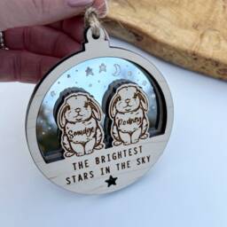 Two Rabbit Memorial Gift, Christmas Bunny Ornament, Brightest Star in The Sky, Loss, Pet Two Decoration - thumbnail 3