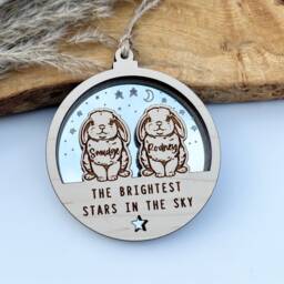 Two Rabbit Memorial Gift, Christmas Bunny Ornament, Brightest Star in The Sky, Loss, Pet Two Decoration - thumbnail 1