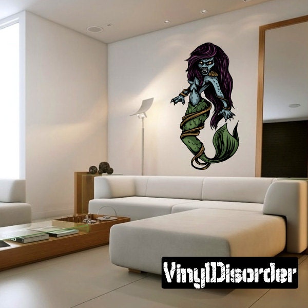 Mythical Creature Siren Wall Decal - Fabric Vinyl Removable & Reusable Mythicalcreatureuscolor050Et