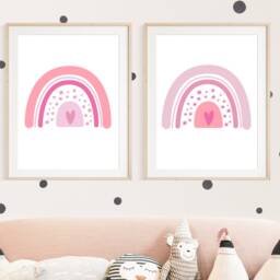 Set Of 2 Pink Rainbow Prints, Girls Nursery Rainbows, Bedroom Wall Prints Baby Girl, Nursery, Gift For Girl Room - thumbnail 2