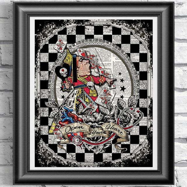 Alice in Wonderland Print Wonderland Decor Queen Of Hearts Print Nurse Gift Wall Art Home Red Queen Illustation - image 1