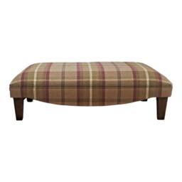 Extra Large Footstool - Balmoral Heather Tartan Fabric Dark Wood Legs - thumbnail 1