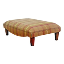 Extra Large Footstool - Balmoral Heather Tartan Fabric Dark Wood Legs - thumbnail 2