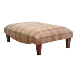 Extra Large Footstool - Balmoral Heather Tartan Fabric Dark Wood Legs - thumbnail 3