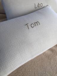 Embroidered First Name/Word Cotton Gauze Cushion With Removable Cover - thumbnail 1