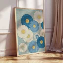 Japanese Blue Floral Wall Art - Vintage Style Botanical Print, Elegant Flower Poster - thumbnail 2