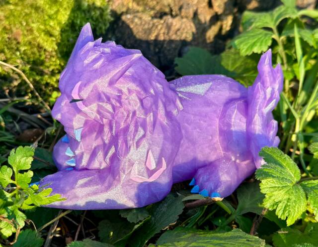Purple Crystalline Druid Cat 3D Printed Figure 15cm - image 1