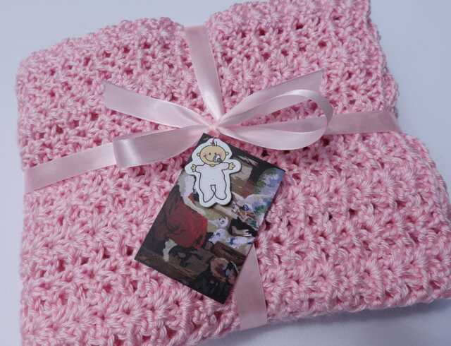 Pink Crochet Baby Blanket Soft Acrylic Newborn Blanket - image 1