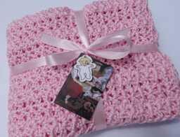 Pink Crochet Baby Blanket Soft Acrylic Newborn Blanket - thumbnail 1