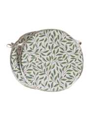 Set Of 2 Green Leaves Bistro/Round Seat Pads For Garden/Patio/Bar - thumbnail 1
