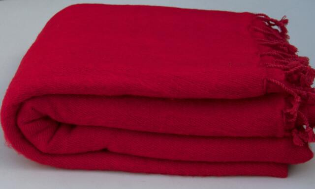 "Red Yak Wool Blanket Handwoven Travel Shawl, Meditation Wrap - 57"" X 114" - image 1