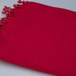 "Red Yak Wool Blanket Handwoven Travel Shawl, Meditation Wrap - 57"" X 114" - thumbnail 2