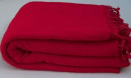 "Red Yak Wool Blanket Handwoven Travel Shawl, Meditation Wrap - 57"" X 114"