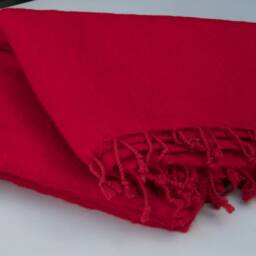 "Red Yak Wool Blanket Handwoven Travel Shawl, Meditation Wrap - 57"" X 114" - thumbnail 4