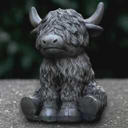 Sitting Highland Cow Statue Cement Scottish Sculpture Farmhouse Decoration Outdoor Cattle Ornament Stone Animal Figurine Gift - thumbnail 4